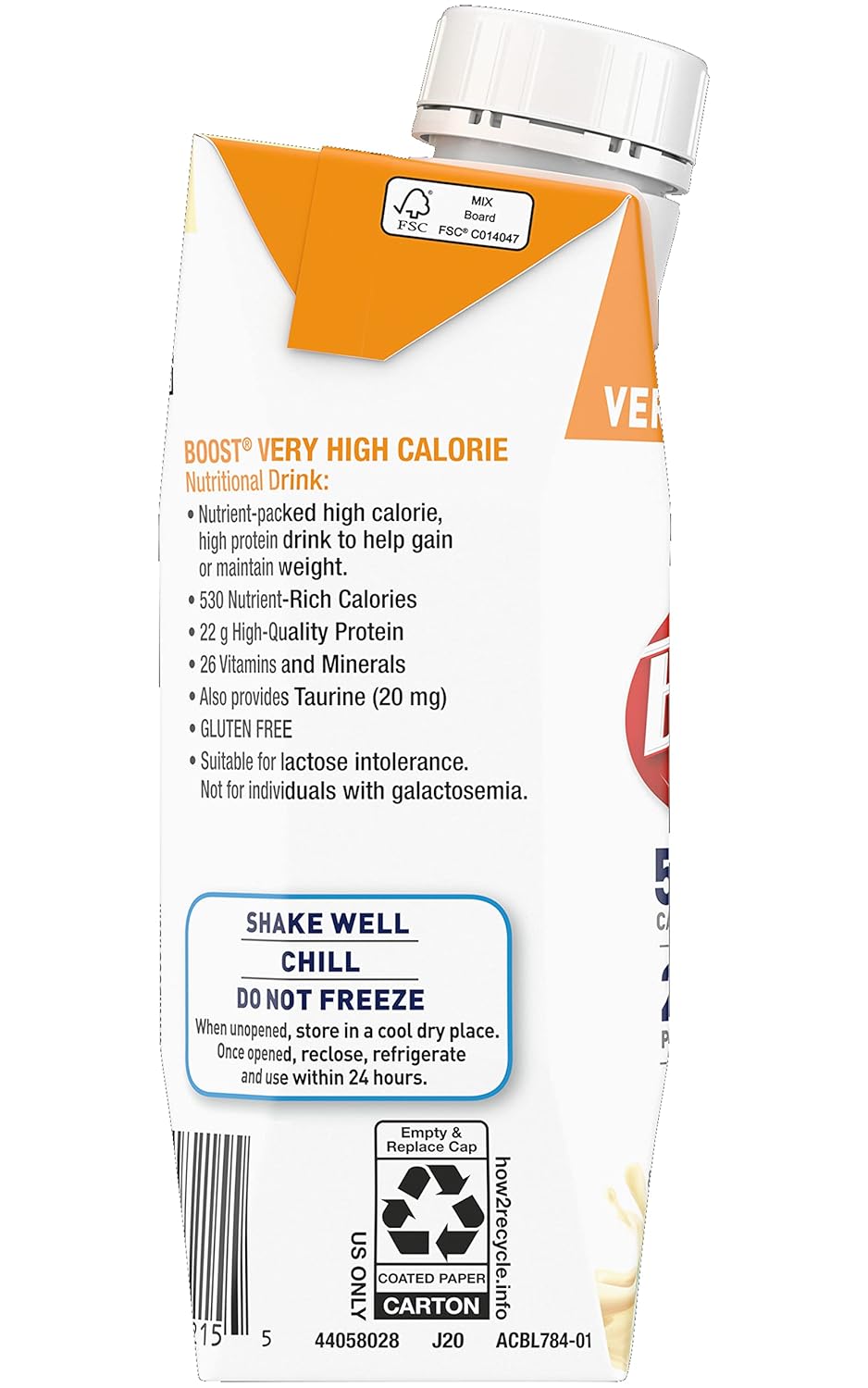 Boost Very High Calorie Nutritional Drink， Very Vanilla ， 8 FL OZ (Pack of 12) - Image 5